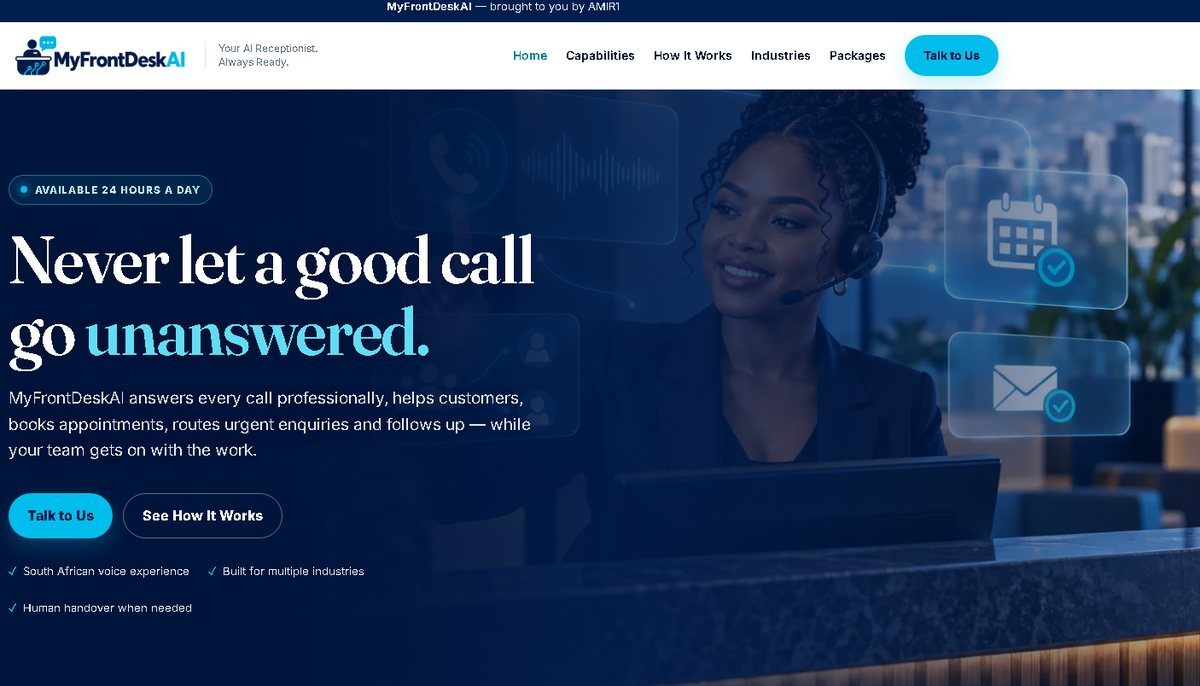 MyFrontDeskAI website by AMIR1
